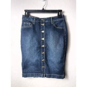 Women's Cello Button Down Dark Blue Denim Pencil Straight Skirt